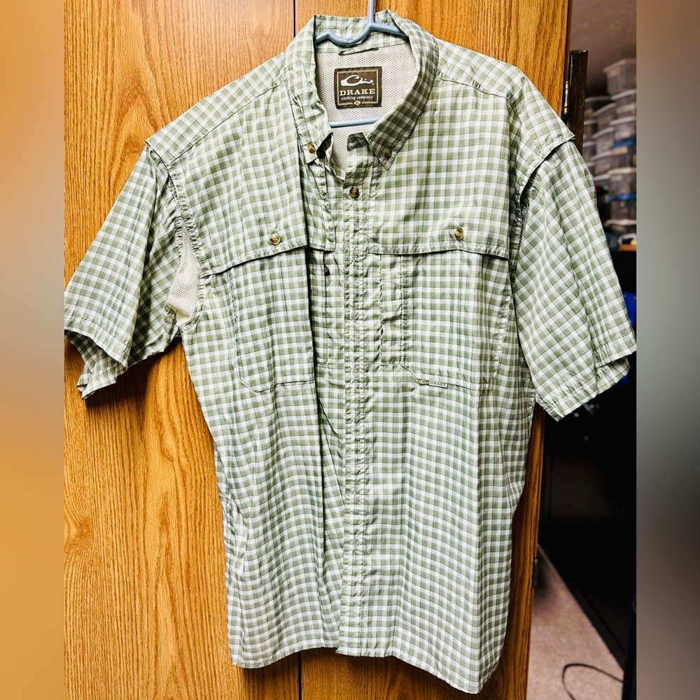 Men's Drake Short sleeve Button Down Green plaid